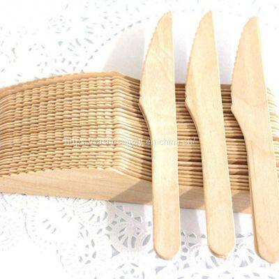 Wholesale Disposable Wooden Cutlery Knives 16cm for caterers, cafes, and restaurants