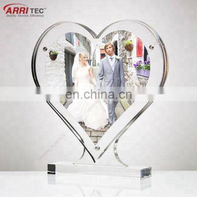 magnetic photo block heart shape acrylic wedding photo frame