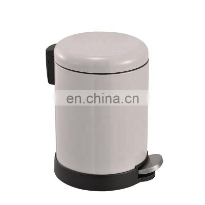 Hot selling round stainless steel trash can with soft closing 5L powder coating trash bin Large Comfortable pedal dustbin