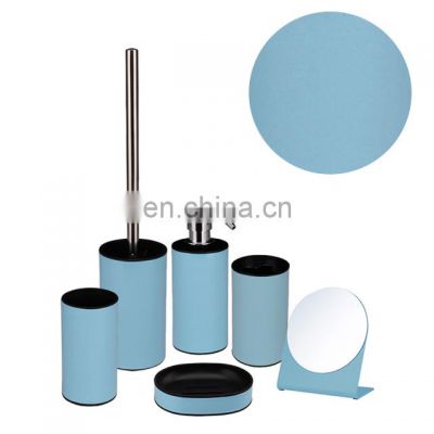 Hotel decoration blue plastic auto open toilet brush holder beach theme bathroom accessories