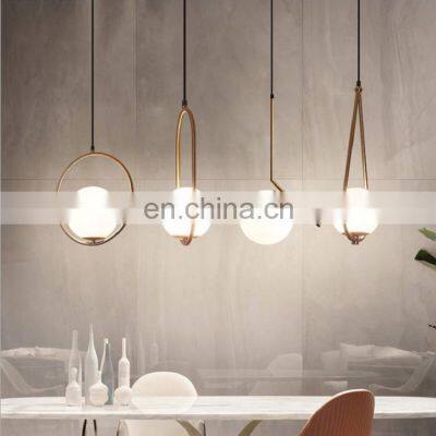 Nordic Modern LED Ceiling Lamp Simple Hanging Pendant Light Metal Glass Ball Hanging Lamps Chandelier for Decoration Lighting