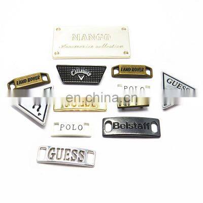 Professional Manufacturer Custom Zinc Alloy Gold Plated Name Plate Engraved Logo Metal Label For PU Leather photo-5