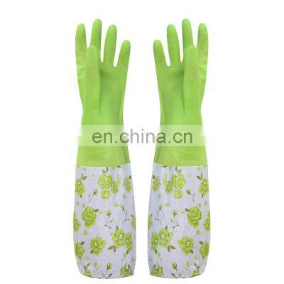 Promotional Household Tightened Cuff Durable Using Green Waterproof Kitchen Cleaning Glove Dishwashing Latex Rubber Gloves