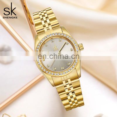 Shengke Supplier Watches Luxurious Gold Wristwatch Quartz Watch Women Sliver Watch 2021 Dropshipping Handwatch Montre Femme