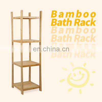 Deluxe 4-Tier Shelf Bamboo Freestanding Bathroom Towel Organizing Shelf photo-2