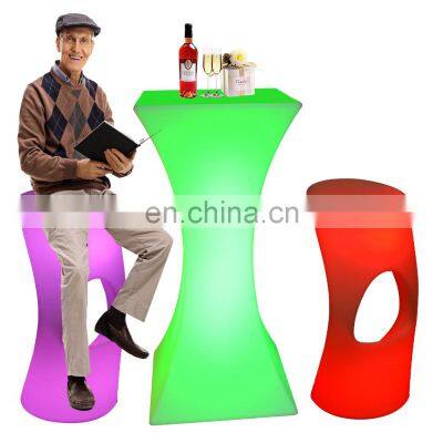 Modern led light bar table glow illuminated event night club led light bar stool furniture high cocktail table chair set