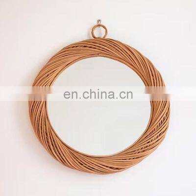 Rattan mirrors Decorative wall boho style ring shaped wicker mirror decor