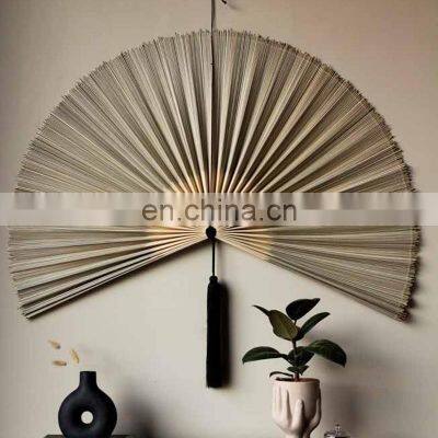 Hot Selling Bamboo Fan Wall Hanging With Black Tassels Cheap Wholesale Made in Vietnam