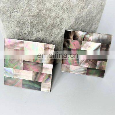 Natural Mother of Pearl Black Mosaic Decorative Coaster Custom Design Drink Cup Coaster Set For Table Decor Wholesale photo-3