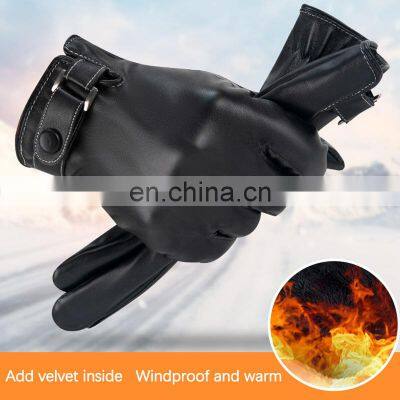 Waterproof Velvet Thick Warm Cycling Women Motorcycle Gloves Winter Touch Screen Men Sport Leather Gloves photo-4