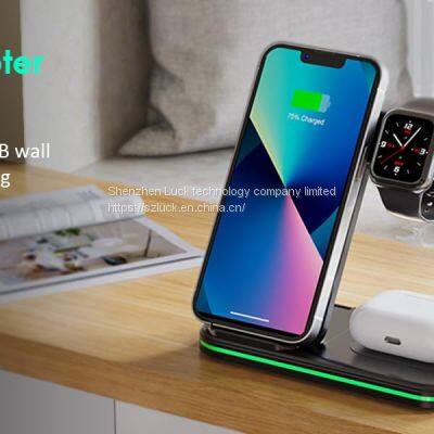 Charger Station for Apple Multiple Devices, 3 in 1 Fast Wireless Charger Stand Dock Foldable for IPhone 14 13 12 11 Pro X XS 8 Plus Apple Watch Series 8 7 6 SE 5 4 3 2 & AirPods 3/2/Pro With Adapter photo-2