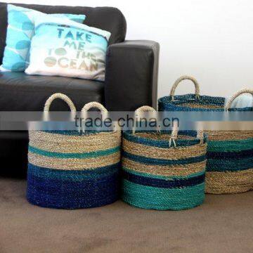 High quality best selling eco-friendly Set of 3 Sea Grass Basket with rope handles from Vietnam