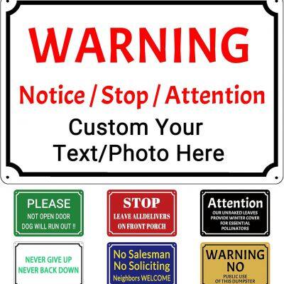 Customizable Aluminum Warning Sign, Metal Plaque, Multiple Designs