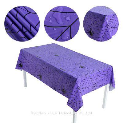 Waterproof Halloween PVC Tablecloths - Pumpkin & Spider Web for Indoor/Outdoor Party Decor