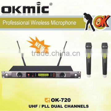 OK-720 UHF wireless microphone Dual Channels/UHF PLL 32/99 channels