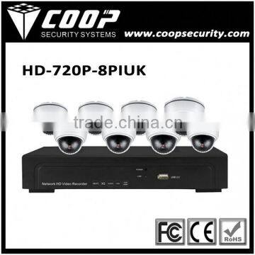 Waterproof Network 8CH POE NVR Kit Hisilicon CMOS Dome IP Camera HD 720P 8CH POE NVR System