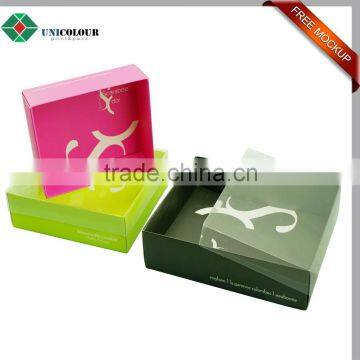 Luxury paper card merci chocolate box with clear cover