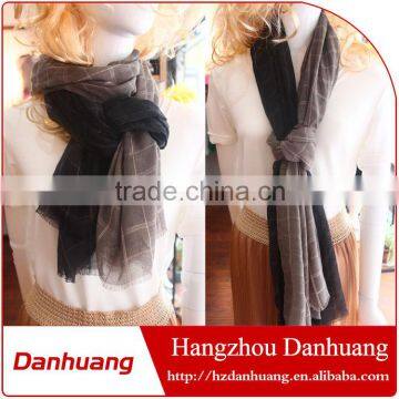 High quality fashionable voile plaid long scarf voile scarf