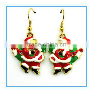 Vnistar high quality wholesale Christmas jewelry gold plated Santa Claus enamel earrings for women VER005