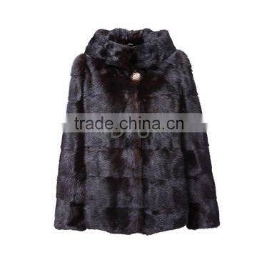 Lady Winter Short Design Genuine Natural Mink Coat with Hoodied D0013