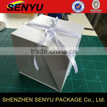 Custom Design White Sample Paper Material Gift Box with Ribbon