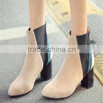 Thick High Heel Rubber Boots Women Lady Gaga Heels Suede Boots