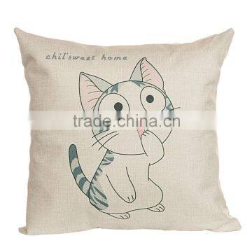 Home Decorative Cat Printing Linen Cheap Cushion Cover photo-2