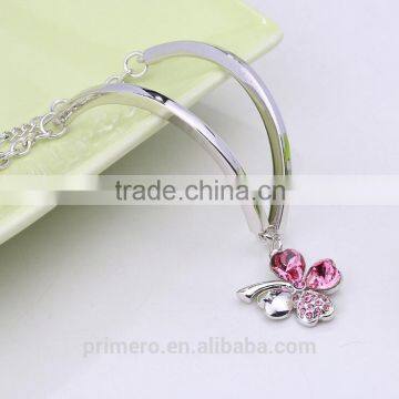 Hot Fashion Silver Lucky Four Clover Chain Bracelets With Natural Crystal Bangle photo-2