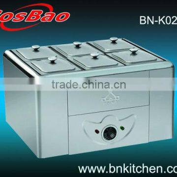 6 well stainless steel bain marie food warmer