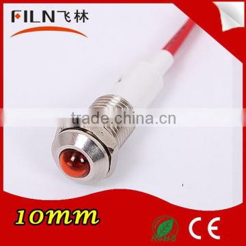 FL1M-10SC metal 48v red/blue Light 10mm auto led lamp indicator with AWG22 20cm cable