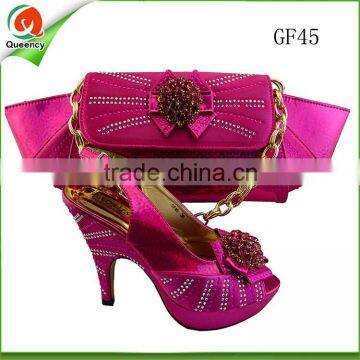 wholesale PU italian matching shoes and bag set high heels for women 2016 ankara leather purse