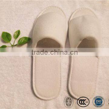 Open toe Wholesale plush velour hotel slipper with EVA purified sole