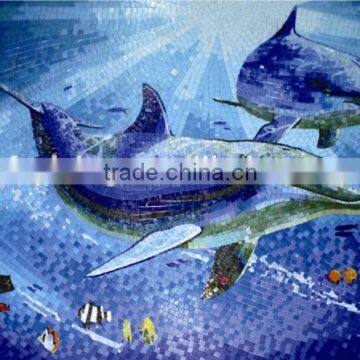 High quality of Dolphins glass Mosaic tile decorative wall.