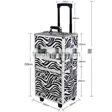 Aluminum 3 in 1 Hairdressing Makeup Vanity Case Beauty Cosmetics Box Trolley photo-3