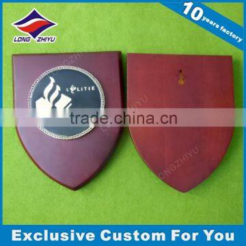 Blank Wooden Awards Plaque Wall Plaque With Customzied Metal Logo Wooden Shield Award