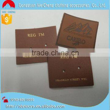 Genuine customized Brown PU Custom Embossed Leather Jeans Label