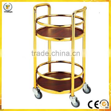 round two two layer Titanium Luxury hotel wine liquor trolley service cart for restaurant or hotel