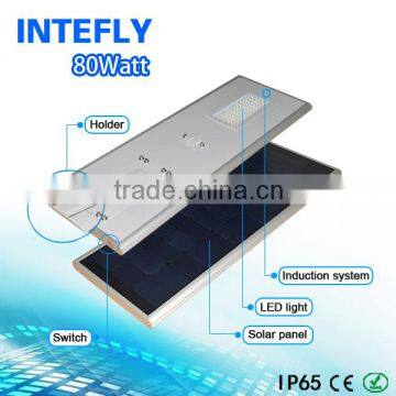 Solar LED lighting fixture 80w integrated aluminum housing led street light