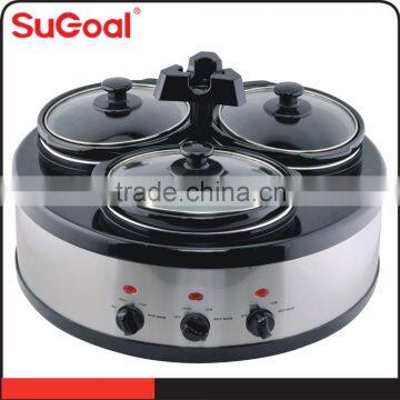 Electric panel SS body triple industrial slow cooker