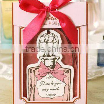 Red bottle and red ribbon handmade greeting card/invitation card