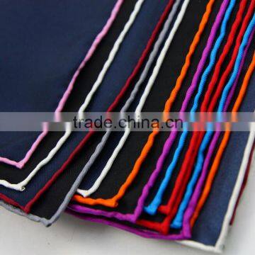 Hand Made Contrast Color Margin Pocket Square Silk photo-3