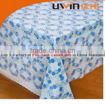 vintage tablecloth blue 100% pvc lace vinyl table cloth