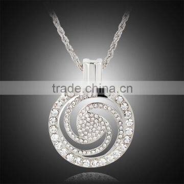 Trendy Hollow Out Long Chain Necklace Wind Pattern Round Gold Plated Rhinestone Pendant Necklace for Women Jewelry Gifts photo-3