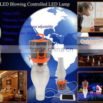 3w LED Dimmable Blowing control led kerosene lamp outdoor camping light