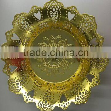 2016 new design golden electroplating PP fruit tray/plate