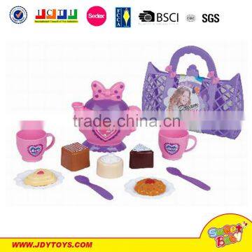 2016 New coming portable basket plastic toy tea set