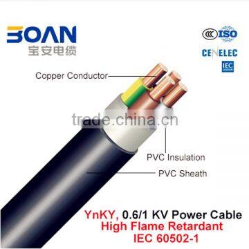 Ynky Cu Pvc Power Cable 0.6/1Kv High Flame Retardant IEC 60502-1