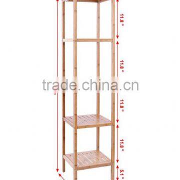 100% Natural Bamboo Bathroom Tower 5-Shelf Towel Storage Rack Shelving Bathroom Accessory photo-3