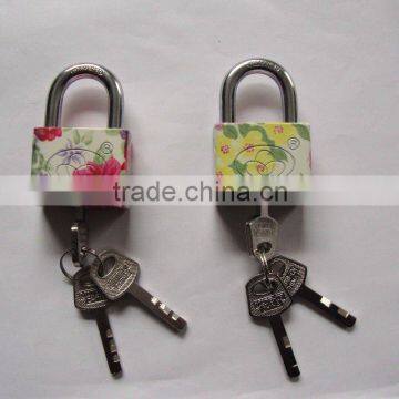 Color painted square iron padlock