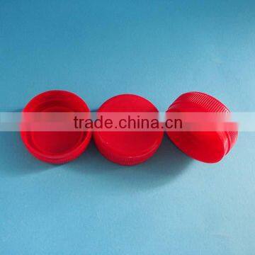 plastic water bottle cap, PP screw cap 38mm, red ribbed closure screw cap with safty ring